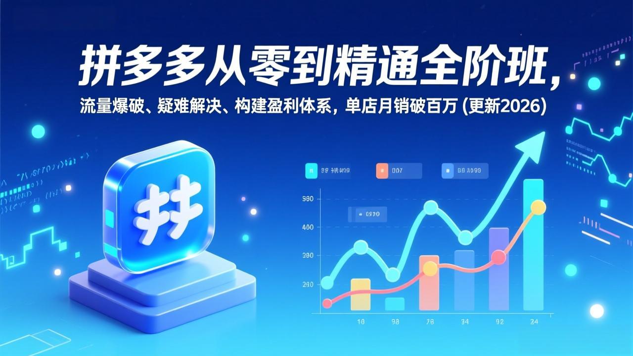 拼多多从零到精通全阶班，流量爆破、疑难解决，构建盈利体系，单店月销破百万(更新2026-网创之家