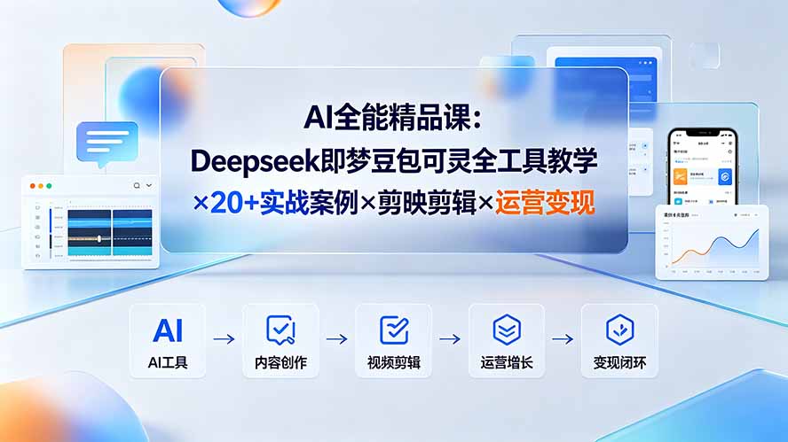 AI全能精品课：Deepseek即梦豆包可灵全工具教学×20+实战案例×剪映剪辑×运营变现-网创之家