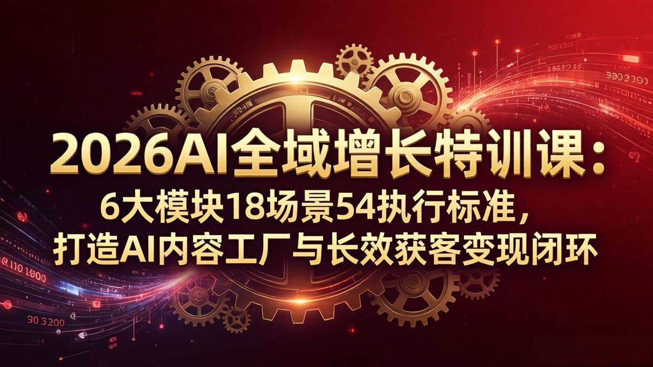2026AI全域增长特训课：6大模块18场景54执行标准，打造AI内容工厂与长效获客变现闭环-网创之家