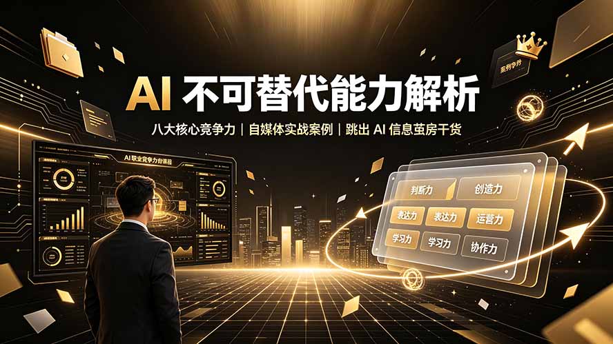 付费文章：AI 不可替代能力解析▸八大核心竞争力｜自媒体实战案例｜跳出 AI 信息茧房干货-网创之家