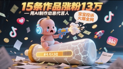 用AI制作幼崽代言人，宝宝的控诉火爆全网，15条作品涨粉13W，单号月入5位数实操教程-网创之家
