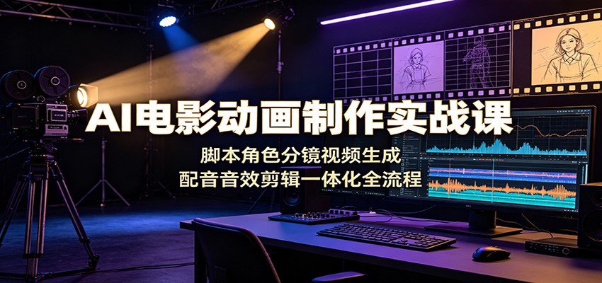 AI电影动画制作实战课：脚本角色分镜视频生成，配音音效剪辑一体化全流程-网创之家