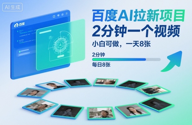 百度AI拉新项目,2分钟一个视频,小白可做,一天8张【附案例+保姆级教程】-网创之家