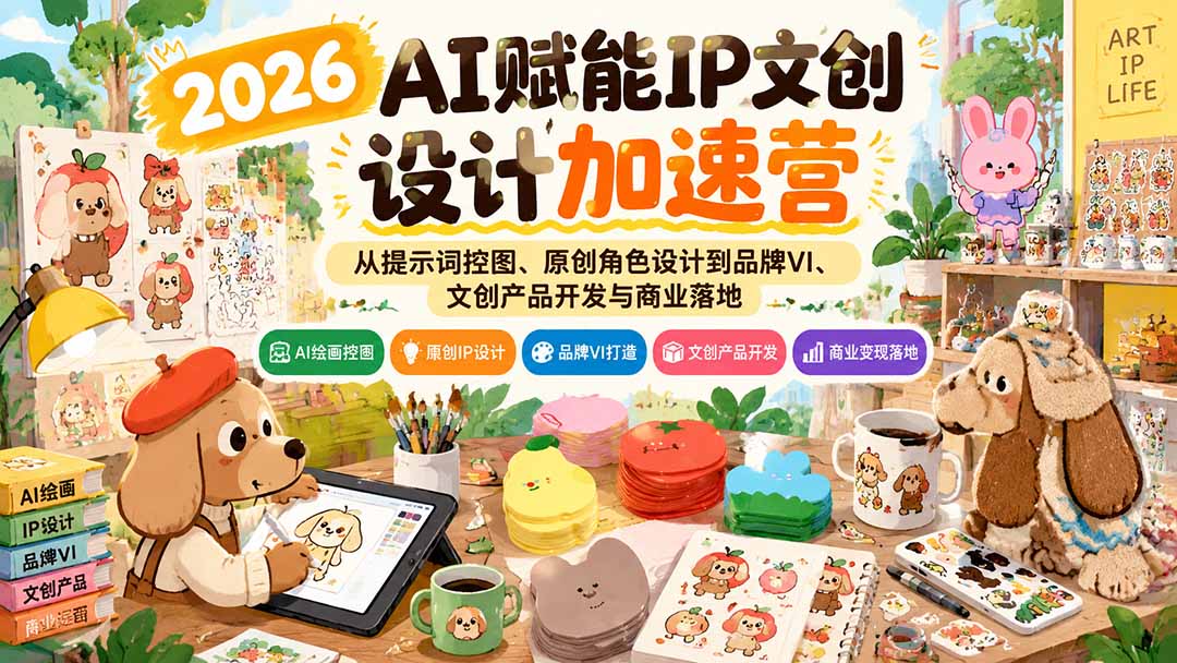 2026AI赋能IP文创设计加速营：从提示词控图、原创角色设计到品牌VI、文创产品开发与商业落地-网创之家