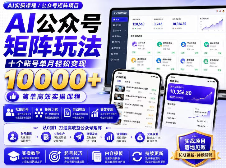 AI公众号矩阵实操玩法：内含价值399的提示词，三分钟一篇爆款文章，支持矩阵多账号运营-网创之家