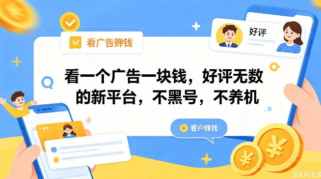 看一个广告一块钱，好评无数的新平台，不黑号，不养机，一撸几十块钱还是不错的【揭秘】-网创之家