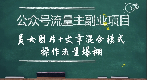 公众号流量主副业项目，美女图片+文章混合模式操作流量爆棚-网创之家