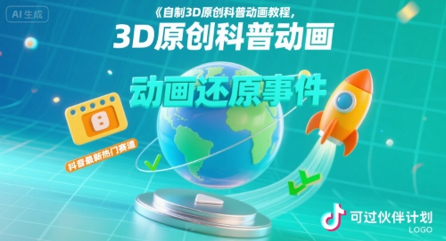 自制3D原创科普动画教程，动画还原事件，抖音最新热门赛道，可过伙伴计划-网创之家