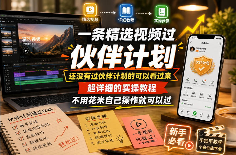 一条精选视频过伙伴计划，还没有过伙伴计划的可以看过来，超详细的实操教程，不用花米自己操作就可以过-网创之家