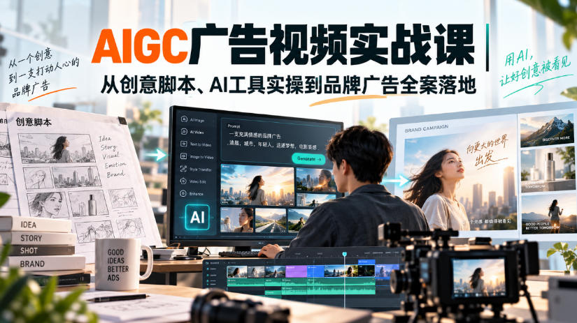 AIGC广告视频实战课｜从创意脚本、AI工具实操到品牌广告全案落地-网创之家