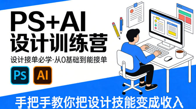 设计接单必学，PS+AI设计训练营，从0基础到能接单，手把手教你把设计技能变成收入-网创之家