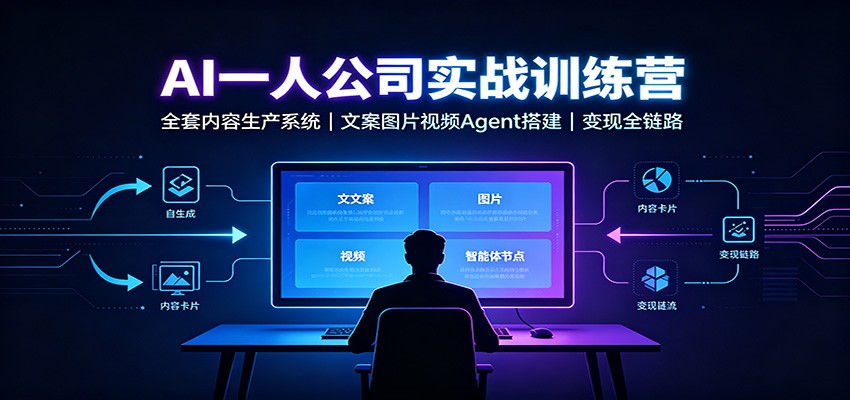 AI创作一人公司实战训练营：全套内容生产系统，文案图片视频Agent搭建变现全链路-网创之家
