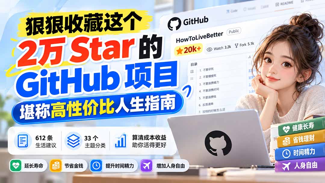 狠狠收藏这个 2 万 Star 的 GitHub 项目，堪称高性价比人生指南。-网创之家