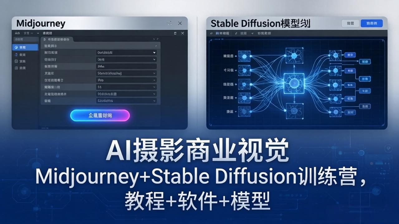 AI摄影商业视觉Midjourney+Stable Diffusion训练营，教程+软件+模型-网创之家