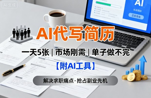 AI代写简历,一天5张,今年找工作难,市场刚需,单子做不完【附AI工具】-网创之家