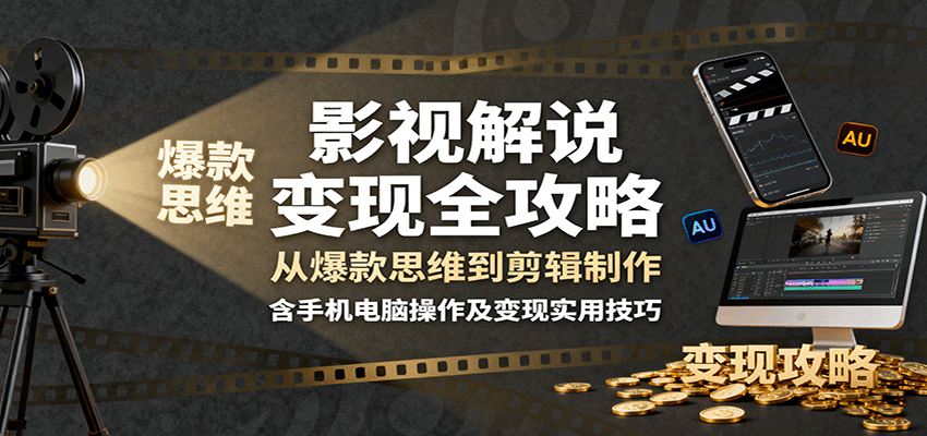 影视解说变现全攻略:从爆款思维到剪辑制作,含手机电脑操作及变现实用技巧-网创之家