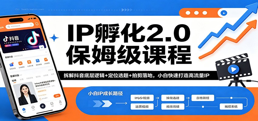 IP孵化2.0保姆级课程：拆解抖音底层逻辑+定位选题+拍剪落地，小白快速打造高流量IP-网创之家