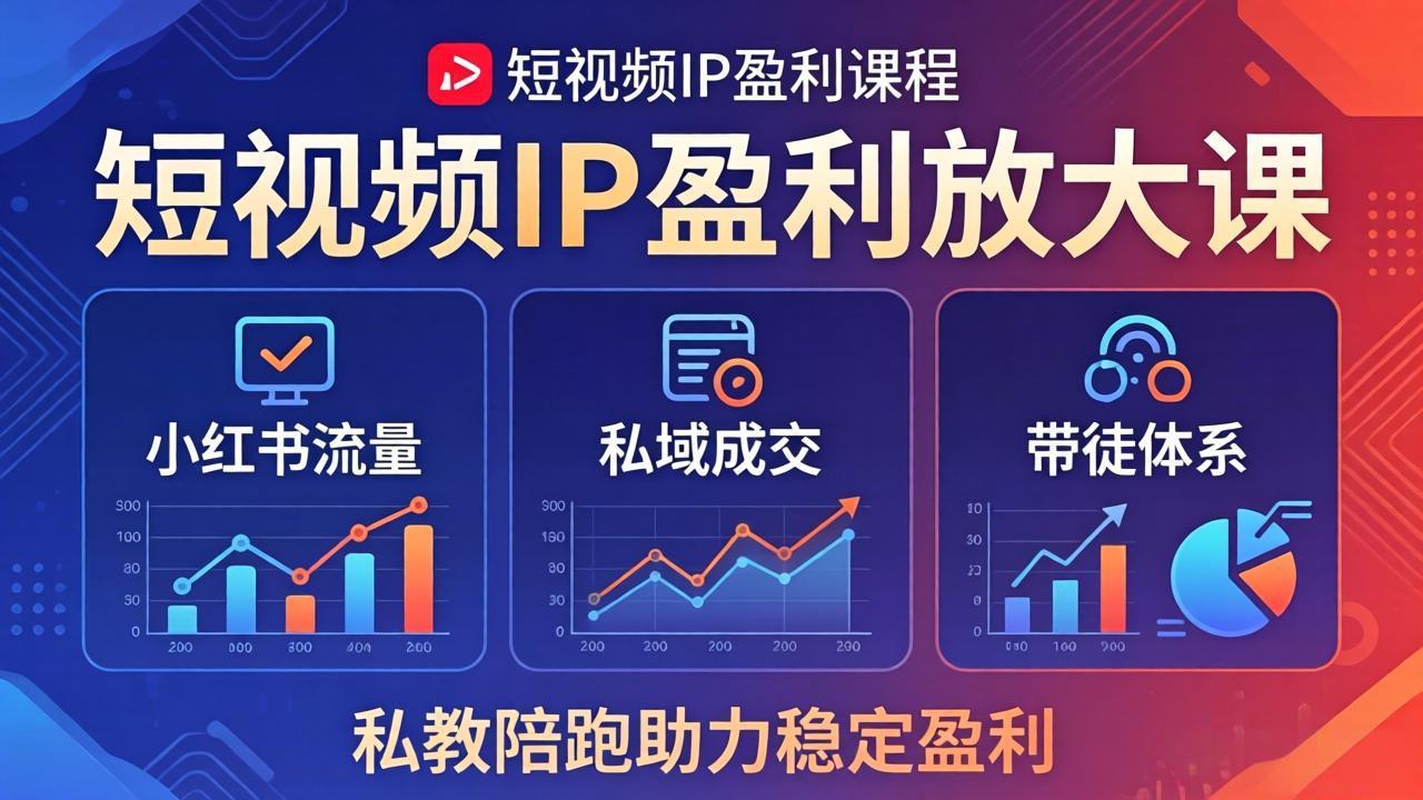 短视频IP盈利放大课：小红书流量+私域成交+带徒体系，私教陪跑助力稳定盈利-网创之家