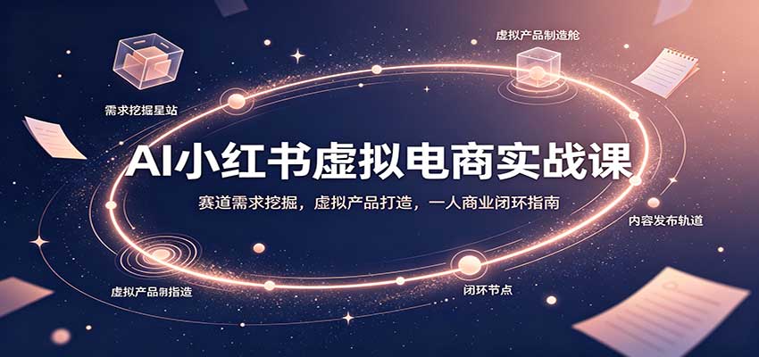 AI小红书虚拟电商实战课：赛道需求挖掘，虚拟产品打造，一人商业闭环指南-网创之家