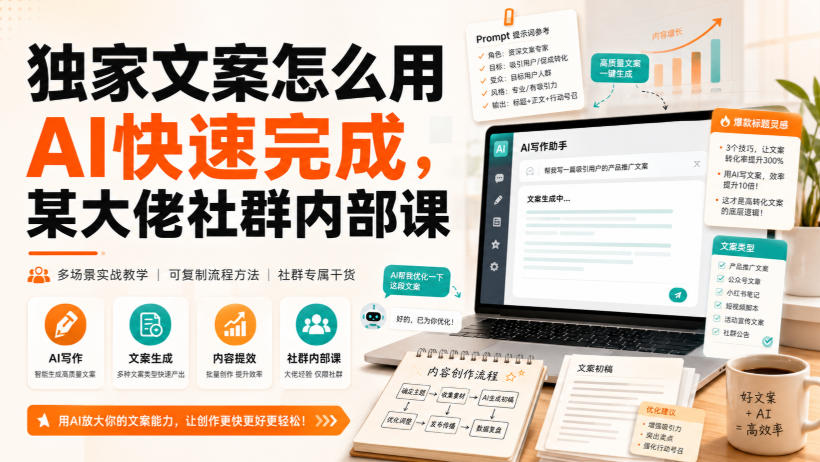独家文案怎么用AI快速完成，某大佬社群内部课-网创之家