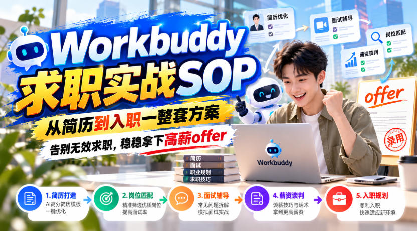 Workbuddy求职实战SOP，从简历到入职一整套方案，告别无效求职，稳稳拿下高薪offer-网创之家