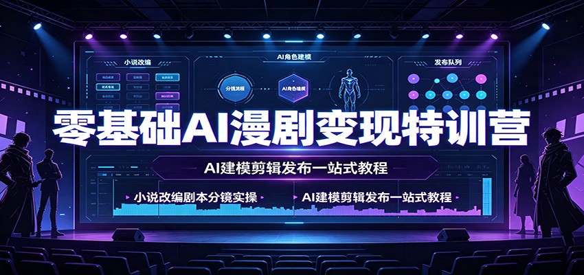 零基础AI漫剧变现特训营：小说改编剧本分镜实操，AI建模剪辑发布一站式教程-网创之家