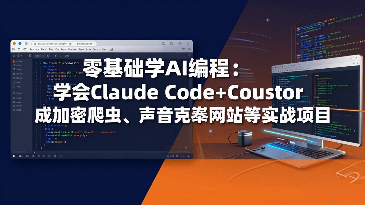 零基础学AI编程：学会Claude Code+Cursor完成加密爬虫、声音克隆网站等实战项目-网创之家
