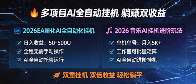 多项目AI自动挂机玩法：双重挂机，双倍收益，轻松躺平-网创之家