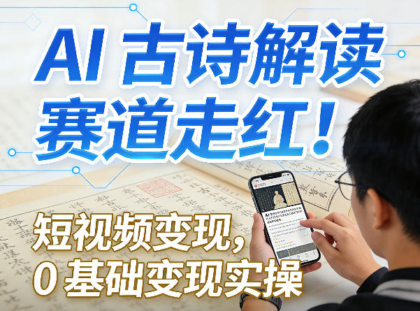 AI古诗解读赛道走红！短视频变现，0基础变现实操-网创之家