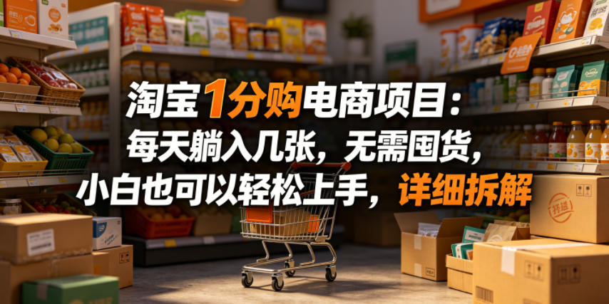 淘宝1分购电商项目：每天躺入几张，无需囤货，小白也可以轻松上手，详细拆解-网创之家