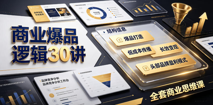 商业爆品逻辑30讲｜拆解各行各业头部品牌盈利模式，吃透爆品打造、低成本传播、长效变现全套商业思维课-网创之家