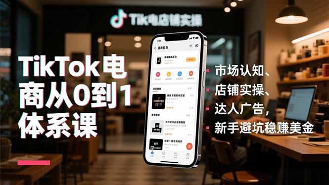 TikTok电商从0到1体系课，市场认知、店铺实操、达人广告，新手避坑稳赚美金-网创之家