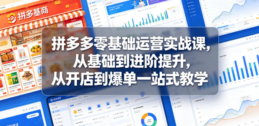 拼多多零基础运营实战课，从基础到进阶提升，从开店到爆单一站式教学-网创之家