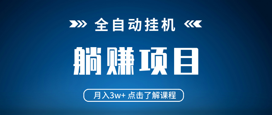 全自动挂机项目 月入3w+ 真正躺平项目 不吃电脑配置 当天见收益-网创之家