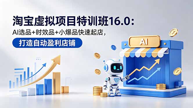 淘宝虚拟项目特训班16.0：AI选品+时效品+小爆品快速起店，打造自动盈利店铺-网创之家