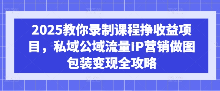 2025教你录制课程挣收益项目，私域公域流量IP营销做图包装变现全攻略-网创之家