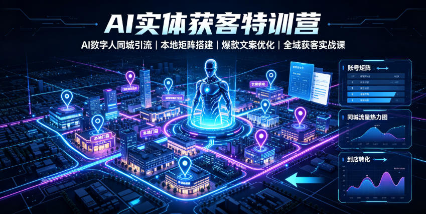 AI实体获客特训营｜AI数字人同城引流、本地矩阵搭建、爆款文案优化全域获客实战课-网创之家