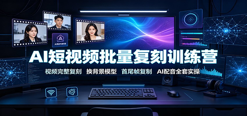 AI短视频批量复刻训练营：视频完整复刻，换背景模型、首尾帧复制、AI配音全套实操-网创之家