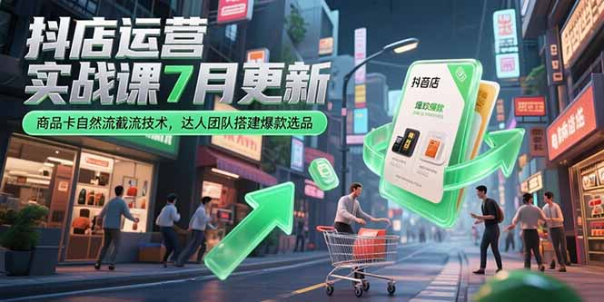 抖店运营实战课7月更新,商品卡自然流截流技术,达人团队搭建爆款选品-网创之家