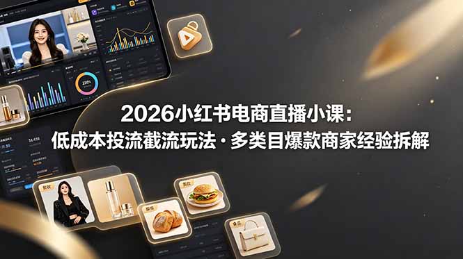 2026小红书电商直播小课，低成本投流截流玩法，多类目爆款商家经验完整拆解教学-网创之家