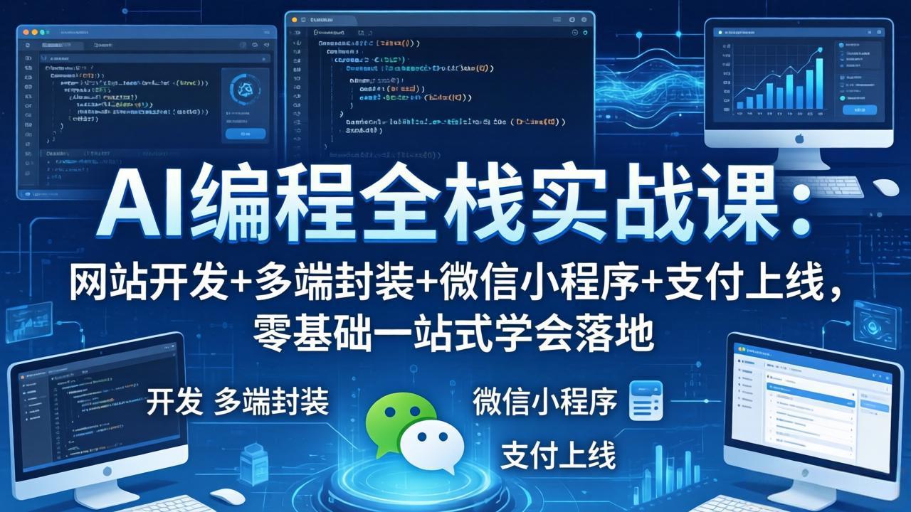 AI编程全栈实战课：网站开发+多端封装+微信小程序+支付上线，零基础一站式学会落地-网创之家