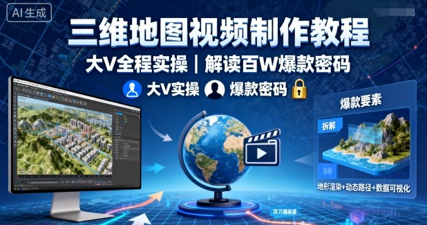 三维地图视频制作教程，大V全程实操，解读百W爆款密码-网创之家